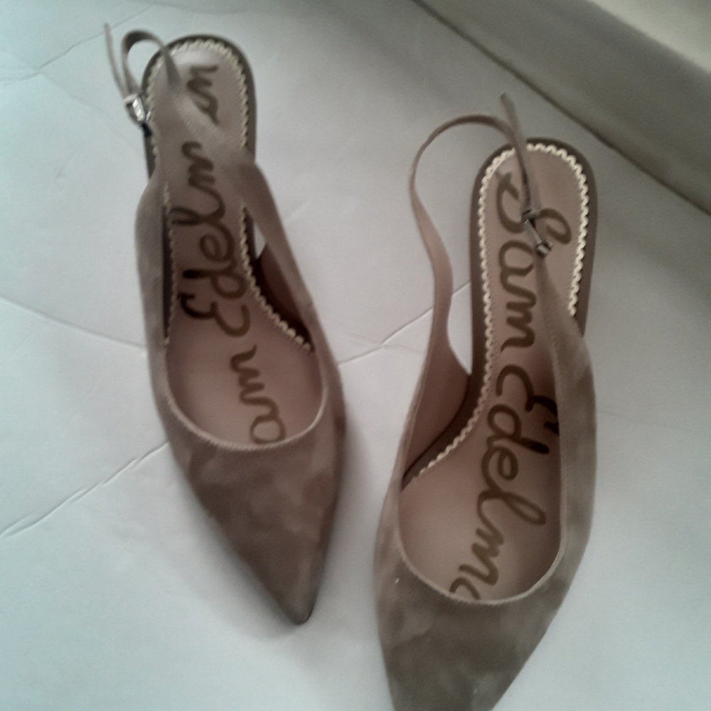 Sam Edelman sling back tan suede leather shoes 8m